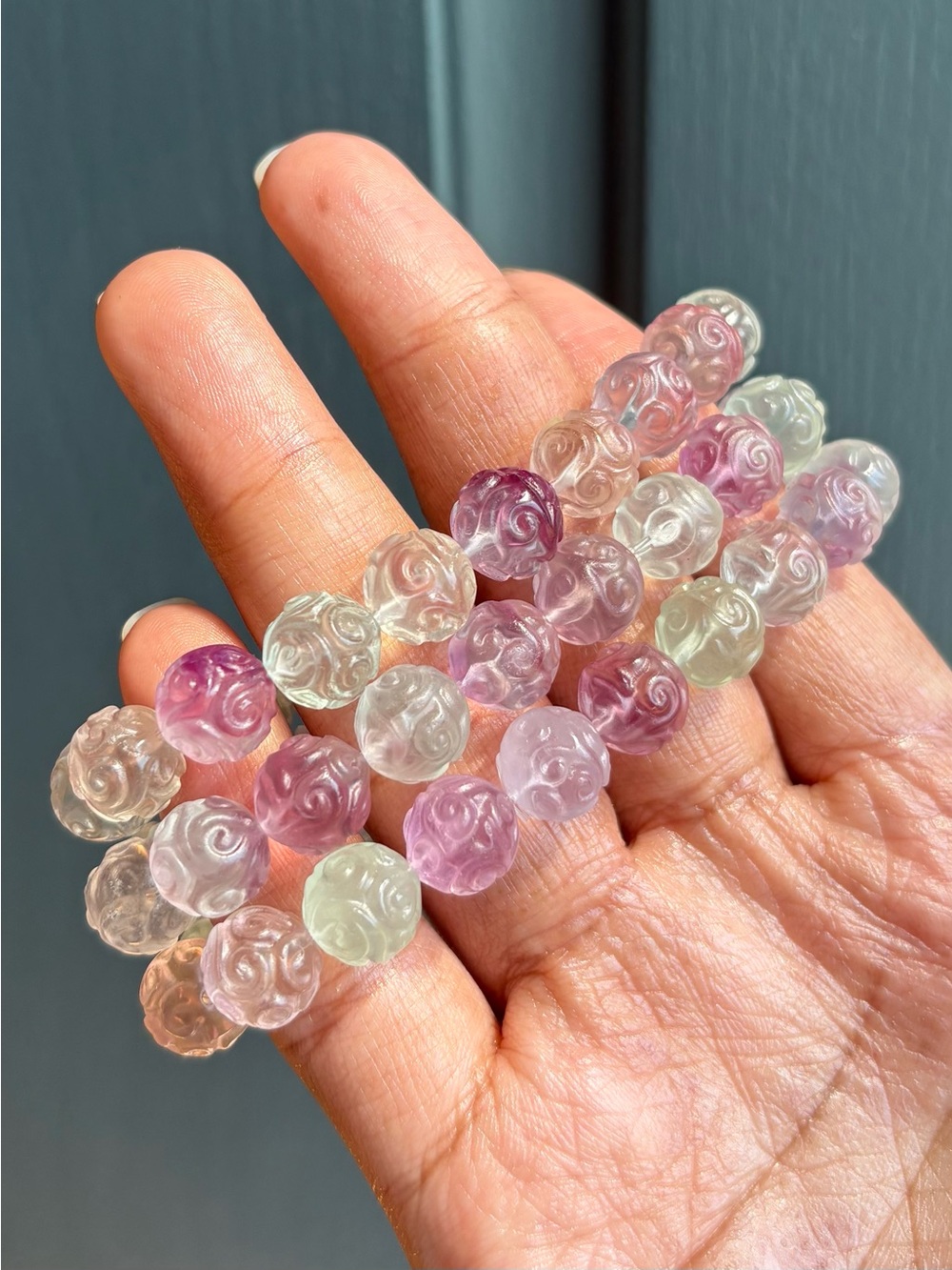 Pastel Fluorite Lucky Cloud Crystal Charm Bracelet 11mm - Picture 6 of 11